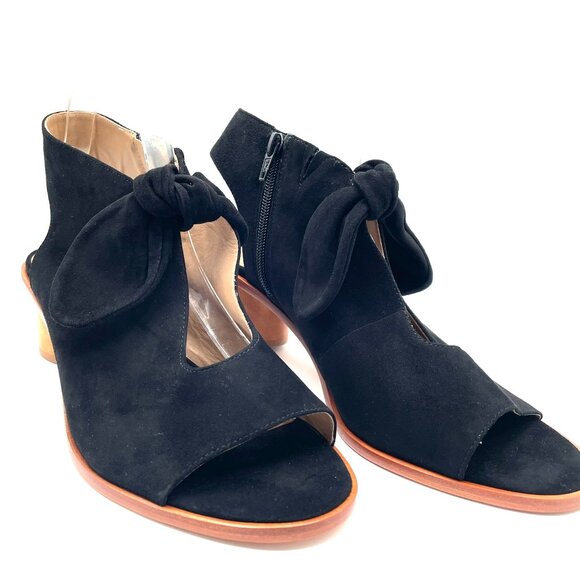 Bernardo Shoes - Bernardo Luna Bow Wooden Heel Suede Booties